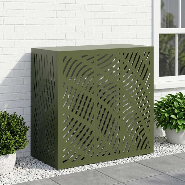 vidaXL Klimaanlagenabdeckung Olivgrün 110 x 50 x 105 cm Stahl, 8014118