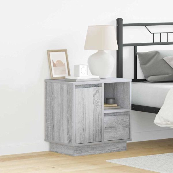 vidaXL Nachttisch mit 2 pcs Grau 50 x 34,5 x 50 cm Holzwerkstoff, 869589