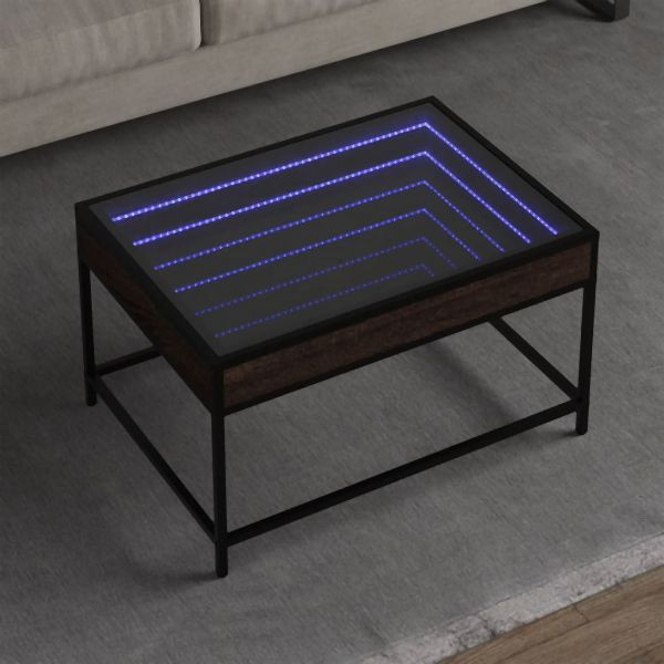 vidaXL Couchtisch mit Infinity-LED Braun Eichen-Optik 70x50x41 cm, 847686