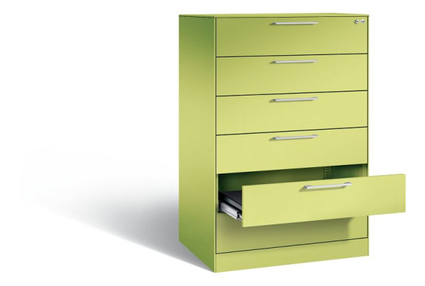 C+P Schubladenschrank Asisto, H1310xB800xT600mm, Farbe: Viridingrün / Viridingrün, Bügelgriff, 146223-624 S10052