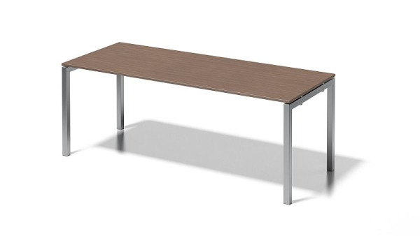 Bisley Cito Schreibtisch, 730 mm höhenfixes U-Gestell, H 19 x B 2000 x T 800 mm, nußbaum/silber, DUF2008WN355