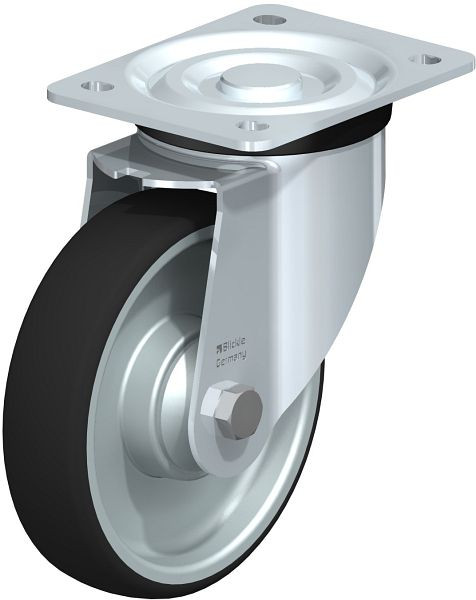 Blickle L-PATH 160K Stahlblech-Lenkrolle, mittelschwere Ausführung, mit Anschraubplatte, Thermoplastisches Polyurethan, Grau, 847020