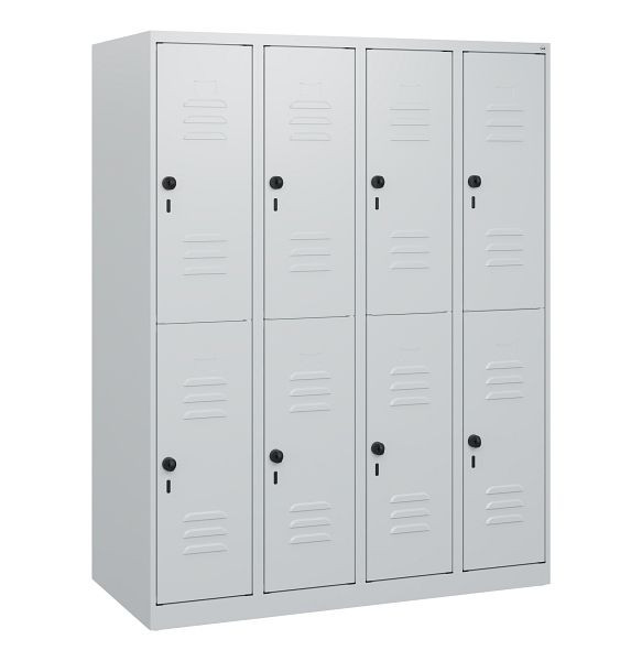 C+P Doppelstöckiger Spind Classic PLUS, 4 Abteile, 1530x1200x500mm, 7035/7035, Drehriegel, 0803005-40 S10008