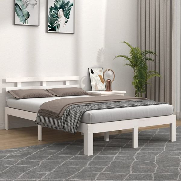 vidaXL Massivholzbett Weiß 140x190 cm, Top-Qualität, 814735