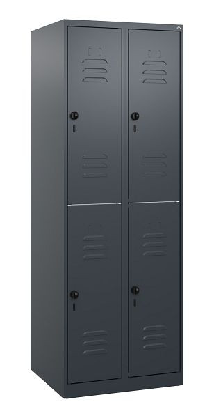 C+P Doppelstöckiger Spind Classic PLUS, 2 Abteile, 1700x600x500mm, 7016/7016, Drehriegel, 0803007-20 S10010