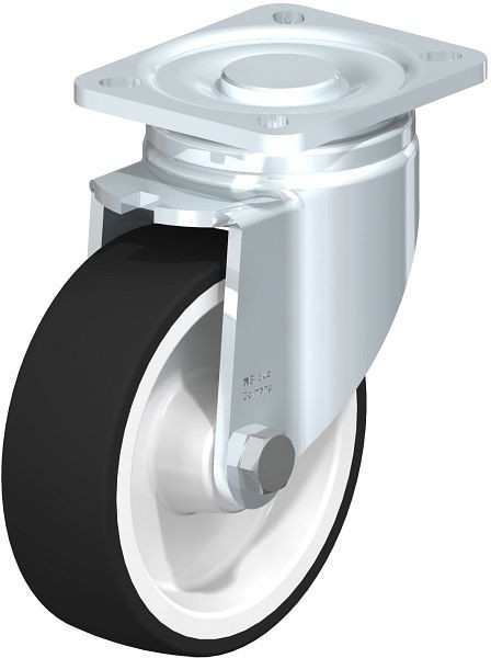 Blickle LH-POTH 125R-1 Stahlblech-Lenkrolle, Schwerlast-Ausführung, mit Anschraubplatte, Thermoplastisches Polyurethan, Grau, 233486