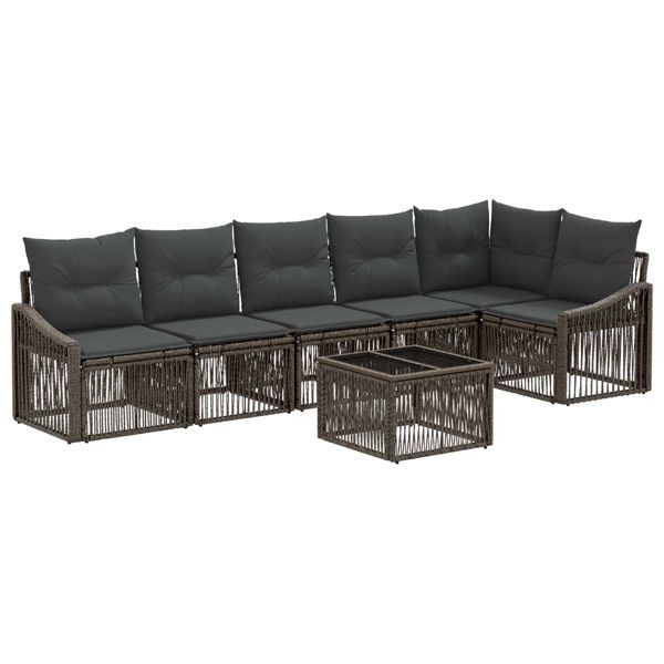 vidaXL Gartensofa-set 7-teilig Grau Poly-Rattan, 3436013