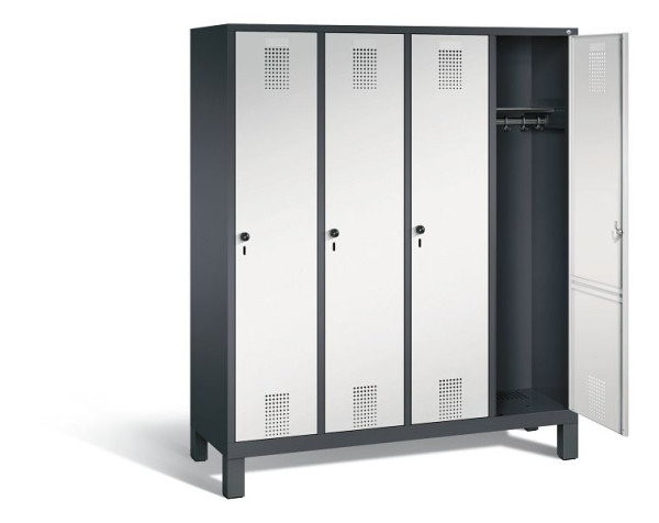 C+P Garderobenschrank Evolo, H1850xB1590xT500mm, Farbe: Schwarzgrau / Lichtgrau, 48010-42 S10053