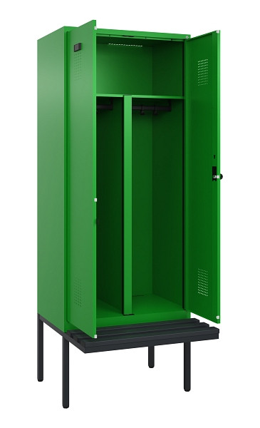 C+P PSA Doppel-Spind Evolo PLUS, Bank, 2 Abteile, 2120x800x815mm, 6037/6037, Drehriegel, Material Sitzfläche Kunststoff, 0490427-22P S10080