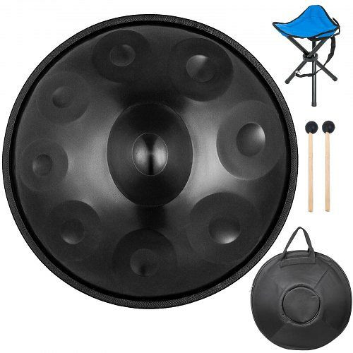 VEVOR 9 Töne Handpan Stahl Tanktrommel Handtrommel Straßenfest Vibrationstrommel, SG9NOTE56CMBLACK1V0