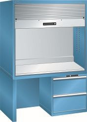 LISTA Qualitätsstation 2x36x36E (BxTxH) 1434x725x1900mm D / Schuko Farbe: Lichtblau, 2 Schubladen, 17.807.010