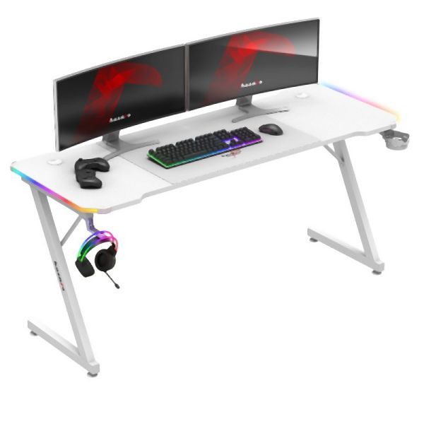 Huzaro Hero 4.8 RGB Weiß Gaming-Schreibtisch, 160 cm x 60 cm, HZ-HERO 4.8 RGB WHITE, 5903796016260