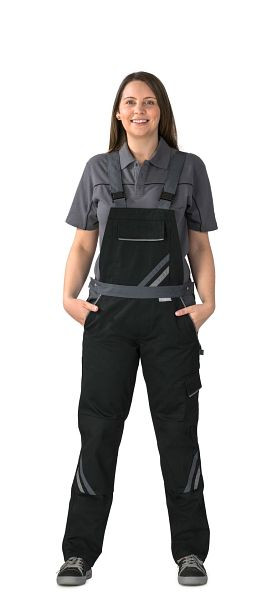 Planam Highline Damen Latzhose, schwarz/schiefer/zink, Größe 48, 2719048