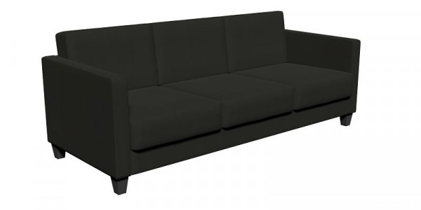 SETRADA 3-Sitzer Sofa, Kunstleder, schwarz, 194 x 82 x 80 cm, LE-SE01-3P-KL-PRO-SW