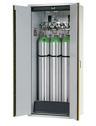 asecos Feuerbeständiger Gasflaschenschrank G30.9, 900 mm breit, 2-flügelige Tür, gelb, 3067300230674