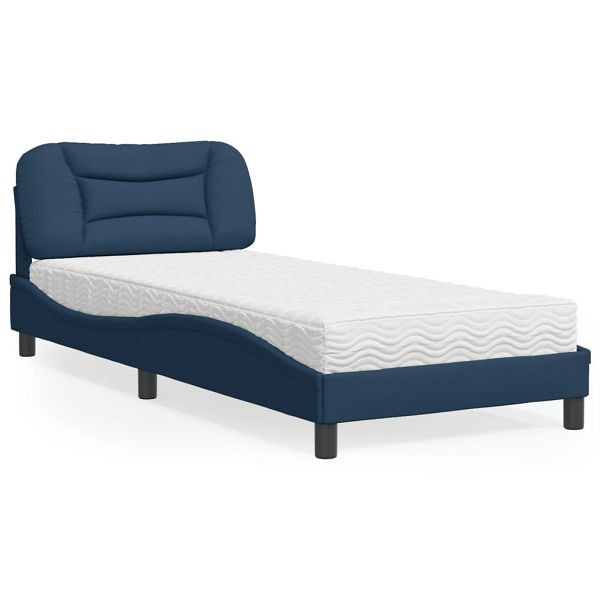 vidaXL Bett mit Matratze Blau 80x200 cm Stoff, Füllmaterial: 22D PU-Schaumstoff, 3208498