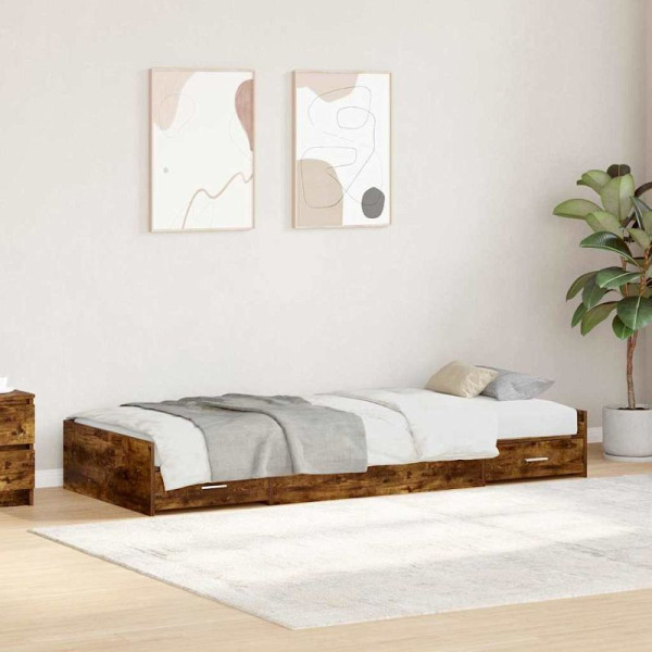 vidaXL Bett mit Stauraum Geräucherte Eiche 80 x 200 cm Holzwerkstoff, 3335249