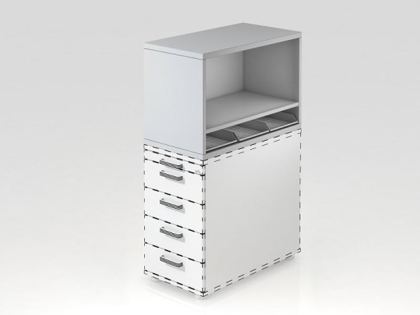 Hammerbacher Aufsatzregal für Container SC Grau, 42,8x80x53 cm (BxTxH), VSCA1/5