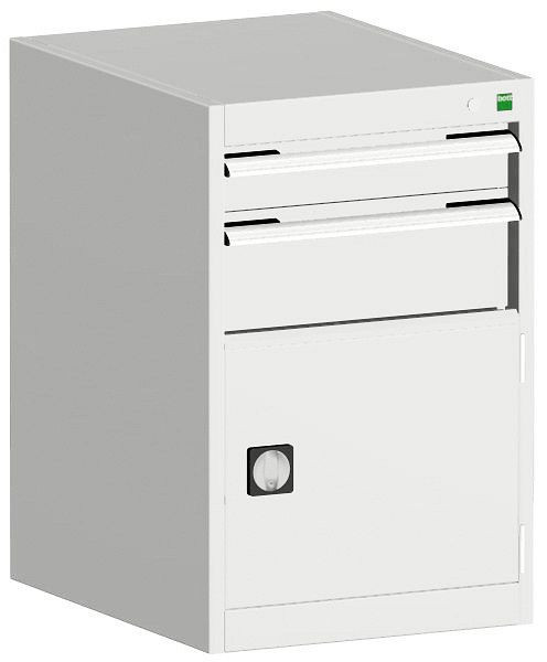 bott cubio Schubladenschrank bestückt mit 2 Schubladen, Tür BxTxH: 525 x 650 x 800 mm, RAL 7035, 40018031.16V