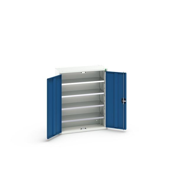 bott verso Magazinschrank, mit 4 Fachböden und 20 Sichtlagerkästen, BxTxH: 800 x 350 x 1000 mm, Lichtgrau / Enzianblau, 16926400.11