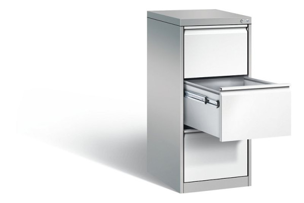 C+P Hängeregistraturschrank Acurado, H1045xB433xT590mm, Farbe: Weißaluminium / Verkehrsweiß, Griffleiste, 12423-311 S10087