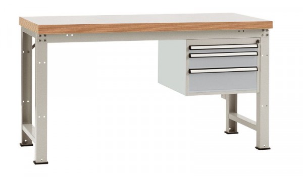 Manuflex Komplett-Werkbank Grund PROFI Standard mit Multiplex-Platte, BxTxH = 1500 x 700 x 840 mm, Alusilber, WP5414.9006