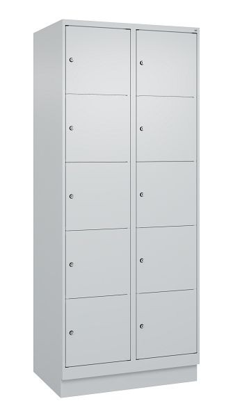C+P Schließfachschrank Classic PLUS, Sockel, 2 Abteile mit je 5 Fächern, 1950x800x500mm, 7035/7035, 080020-225 S10009