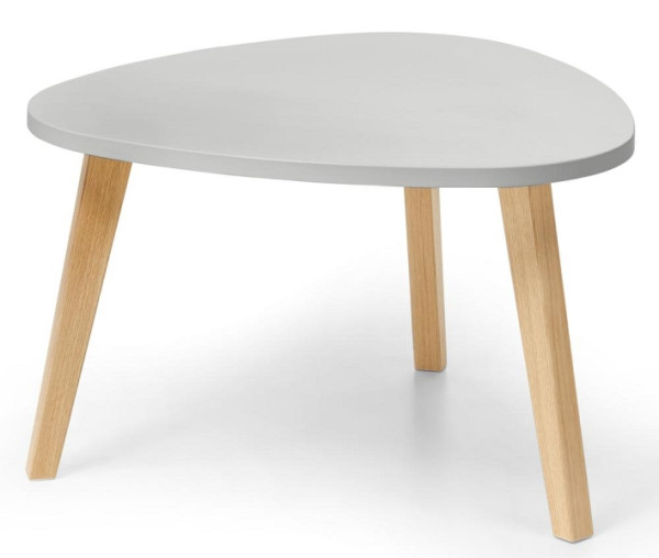 Deskin Beistelltisch OAK, Dekor lichtgrau, Beine Eiche massiv, Freiform 850 x H 460 mm, 293280