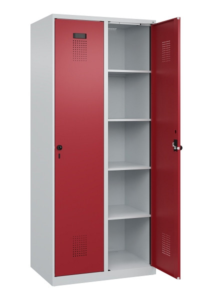 C+P Wäsche-Spind Evolo PLUS, 2 Abteile, 1850x800x500mm, 7035/3003, Verschluss Drehriegel, Ablageböden 8, 049000-22B S10004