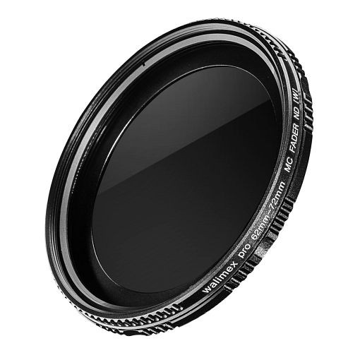Walimex pro ND-Fader ND2-ND400 MC 62mm, Graufilter aus mehrfach vergütetem Glas, Verlängerung der Belichtungszeit von Faktor 2 bis 400, 1019978
