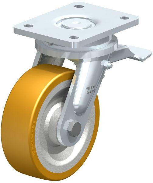 Blickle LO-SETH 150K-ST Stahlgeschweißte Schwerlast-Lenkrolle mit Feststeller, Blickle Extrathane®, Hellbraun, 231852