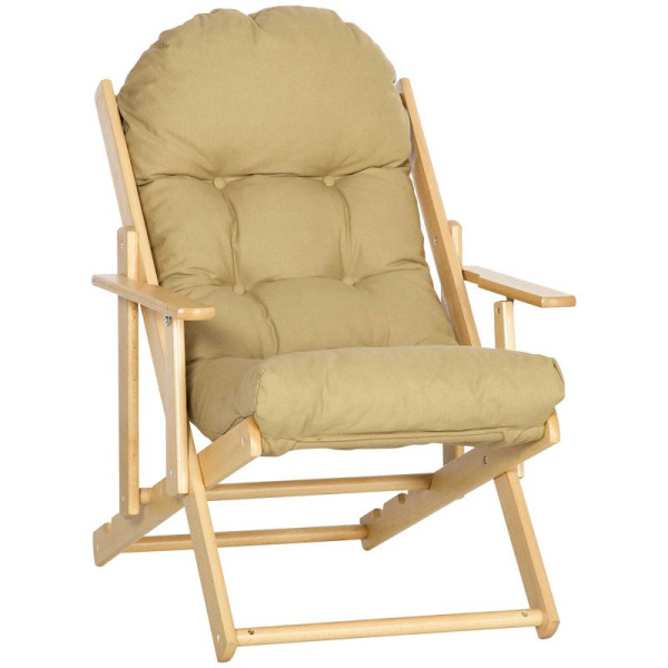 HOMCOM Akzentsessel, Relaxsessel, verstellbare Rückenlehne, Buchenholzrahmen, bis 120 kg, Braun, 839-383