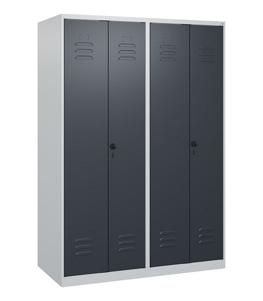 C+P Umkleidespind Classic PLUS, Doppel-Spind, 4 Abteile, 1700x1200x500mm, 7035/7016, Drehriegel, 0800027-40P S10007