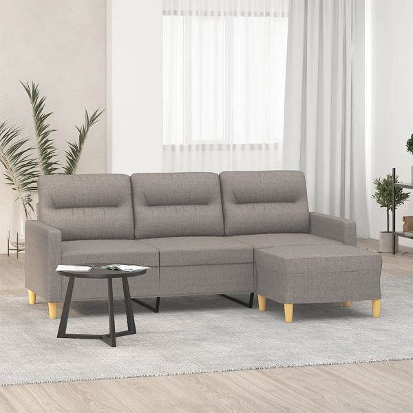 vidaXL 3-Sitzer-Sofa mit Hocker Taupe 180 cm Stoff, 3201080
