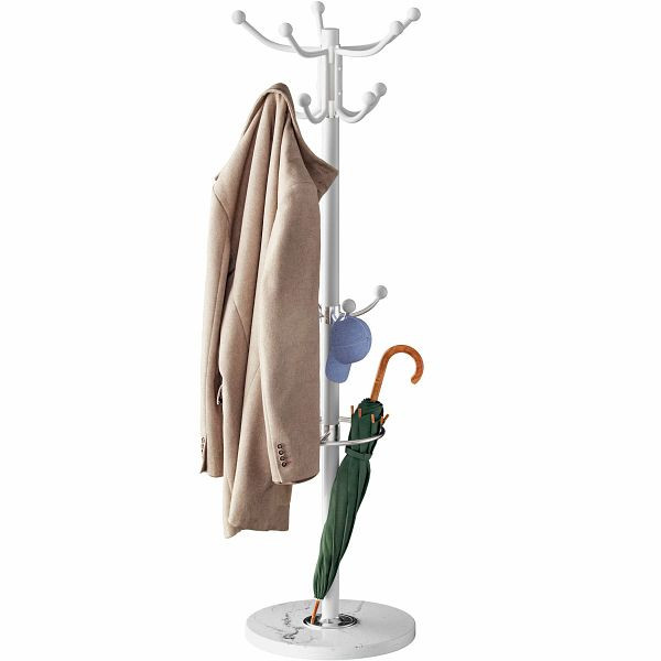 casaria Kleiderständer Weiß mit Marmorfuß 173cm, 109696