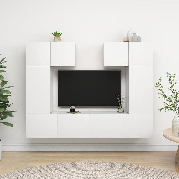 vidaXL 6-teilig TV-Schrank-Set Weiß Holzwerkstoff, 3078698
