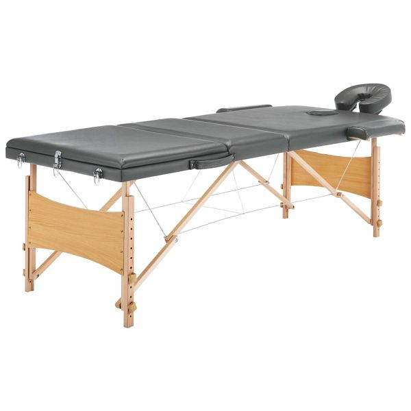 vidaXL Massageliege 3-Zonen Holzgestell Anthrazit 186x68 cm, 110172