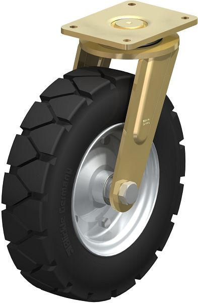 Blickle LS-VLE 410K Stahlgeschweißte Schwerlast-Lenkrolle, schwere Drehkranz-Ausführung, Super-Elastik-Vollgummi, Schwarz, 40881