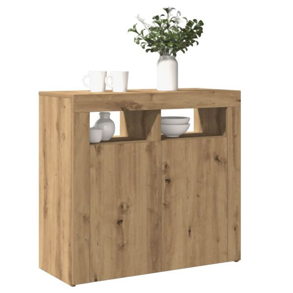 vidaXL Sideboard mit LED-Leuchten Artisan-Eiche 80x35x75 cm, 856362