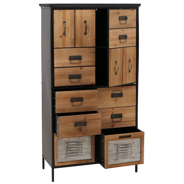 Mendler Apothekerkommode HWC-O80, Schrank Highboard Schubladen, Vintage Shabby-Look 136x73x35cm, natur, 139310