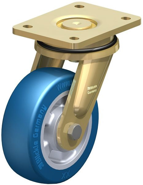 Blickle LS-ALBS 150K Stahlgeschweißte Schwerlast-Lenkrolle, schwere Drehkranz-Ausführung, Blickle Besthane® Soft, Blau, 755012
