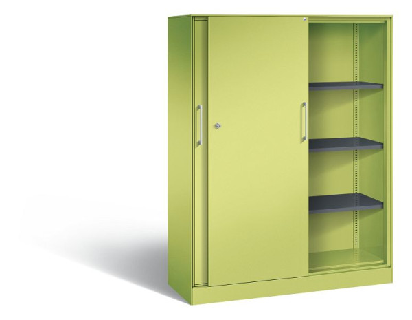 C+P Schiebetürenschrank Asisto, H1635xB1200xT435mm, Farbe: Viridingrün / Viridingrün, Bügelgriff, 4 OH, 142011-000 S10042