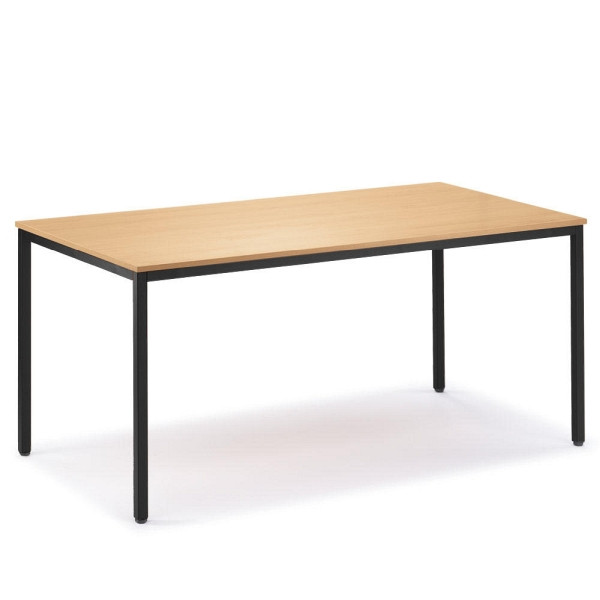 Deskin Besprechungstisch BASE-MODUL, Platte Buchedekor, Gestell Anthrazit RAL 7021, bis zu + 10 mm verstellbar, B 1400 x T 800 x H 720 mm, 217257