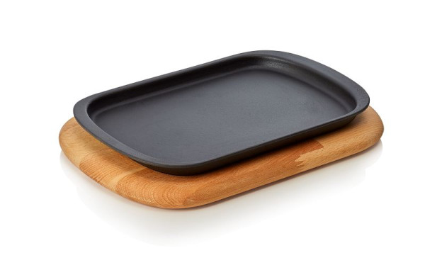 WAS Brat-/Servierpfanne Emailliert, Holzuntersetzer, Materialstärke: Boden 4 mm, Rand 3,5 mm, 365403032