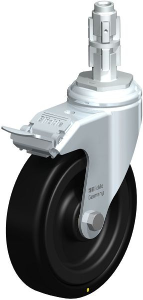 Blickle LKRA-VPA 126K-11-FI-EL-E13 Apparate-Lenkrolle mit Expander & Feststeller, Vollgummi, Schwarz, 671974