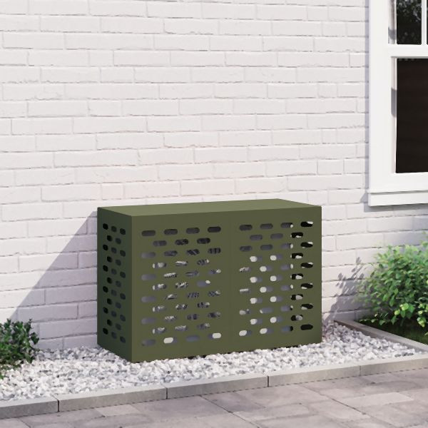 vidaXL Klimaanlagenabdeckung - Olivgrün, 90x40x60 cm, Metall, 865893
