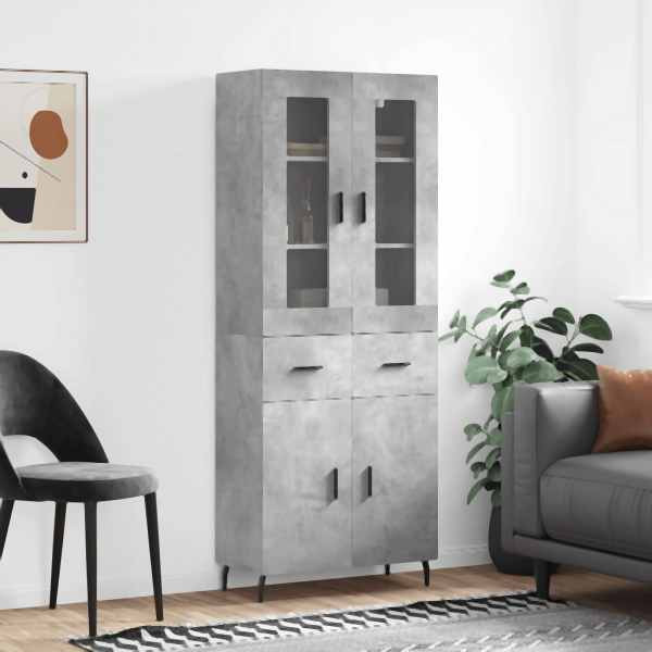 vidaXL Highboard Betongrau 69,5x34x180 cm Holzwerkstoff, 3198549