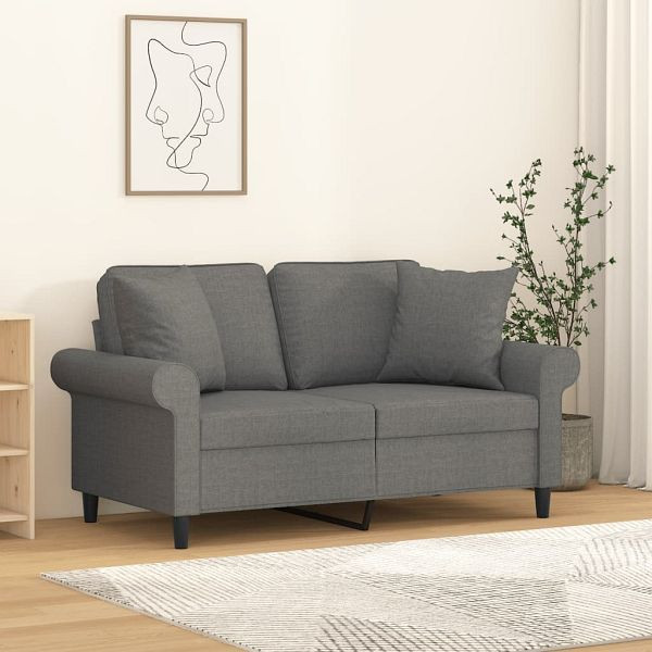 vidaXL 2-Sitzer-Sofa mit Kissen Dunkelgrau 120 cm Stoff, 3153234