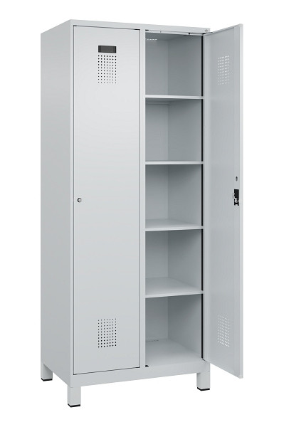 C+P Wäsche-Spind Evolo PLUS, mit Füßen, 2 Abteile, 1950x800x500mm, 7035/7035, Verschluss Zylinderschloss, Ablageböden 8, 049010-22B S10040