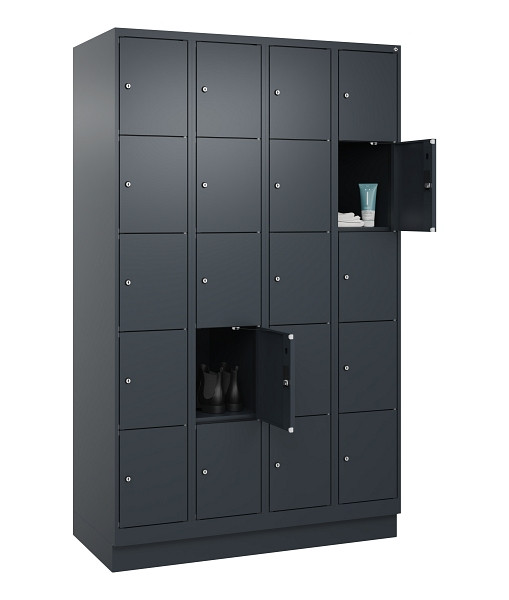 C+P Schließfachschrank Evolo PLUS, mit Sockel, 20 Fächer, 1950x1200x500mm, 7016/7016 Anthrazitgrau, 049020-405 S10016